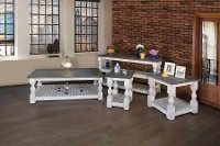 Antique White and Pine Side Table - Stone-2