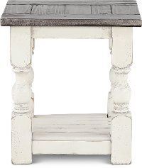 Stone Antique White and Pine Side Table-3