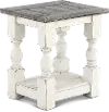 Stone Distressed White and Pine Side Table