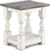 Stone Distressed White and Pine Side Table