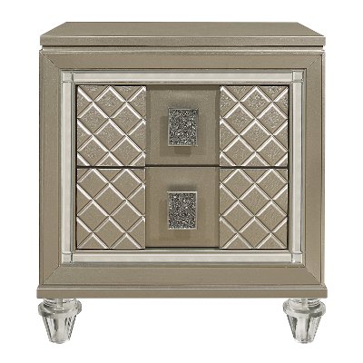 Contemporary Champagne Gold Nightstand - Peony