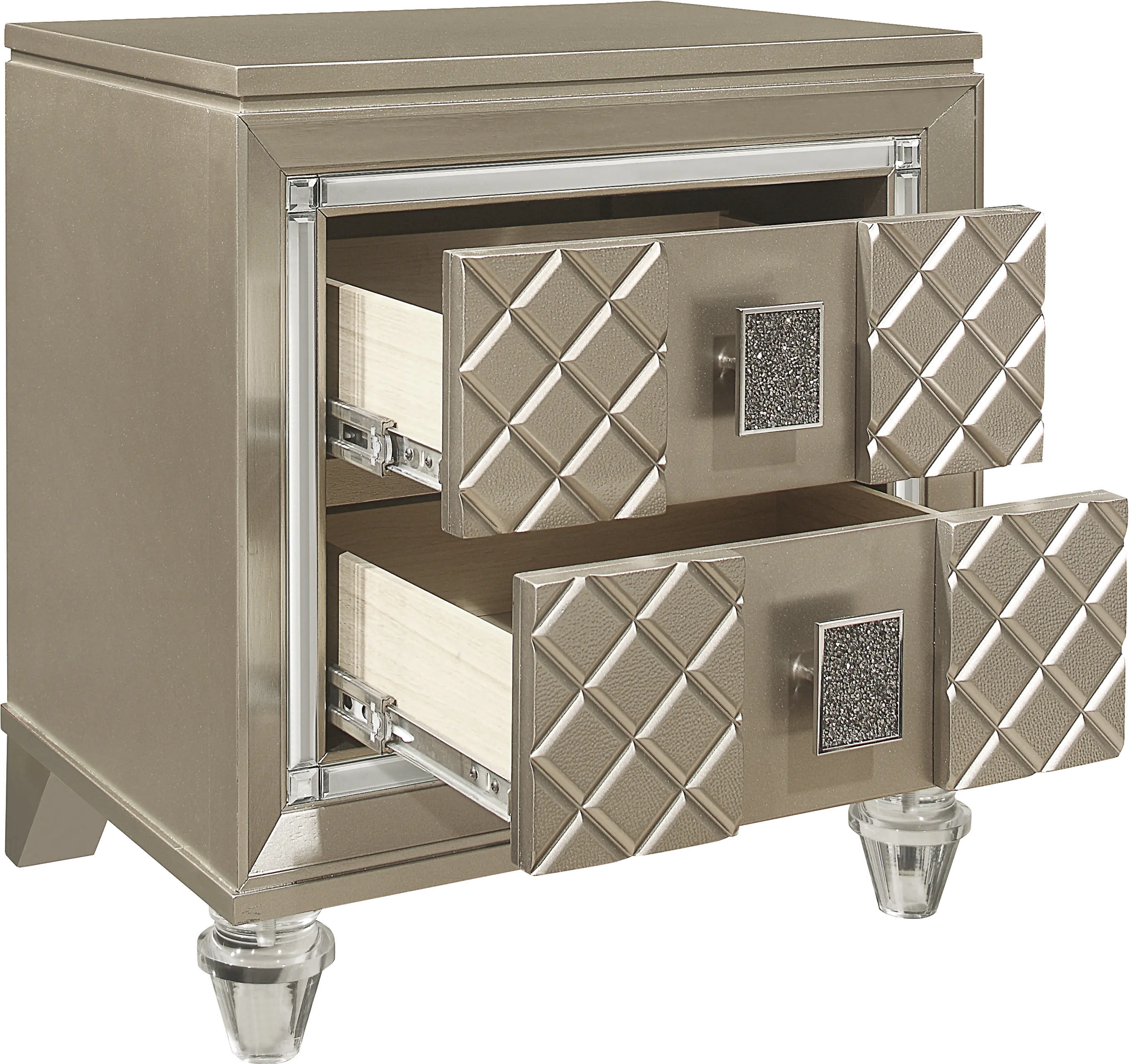 Peony Contemporary Champagne Gold Nightstand-2