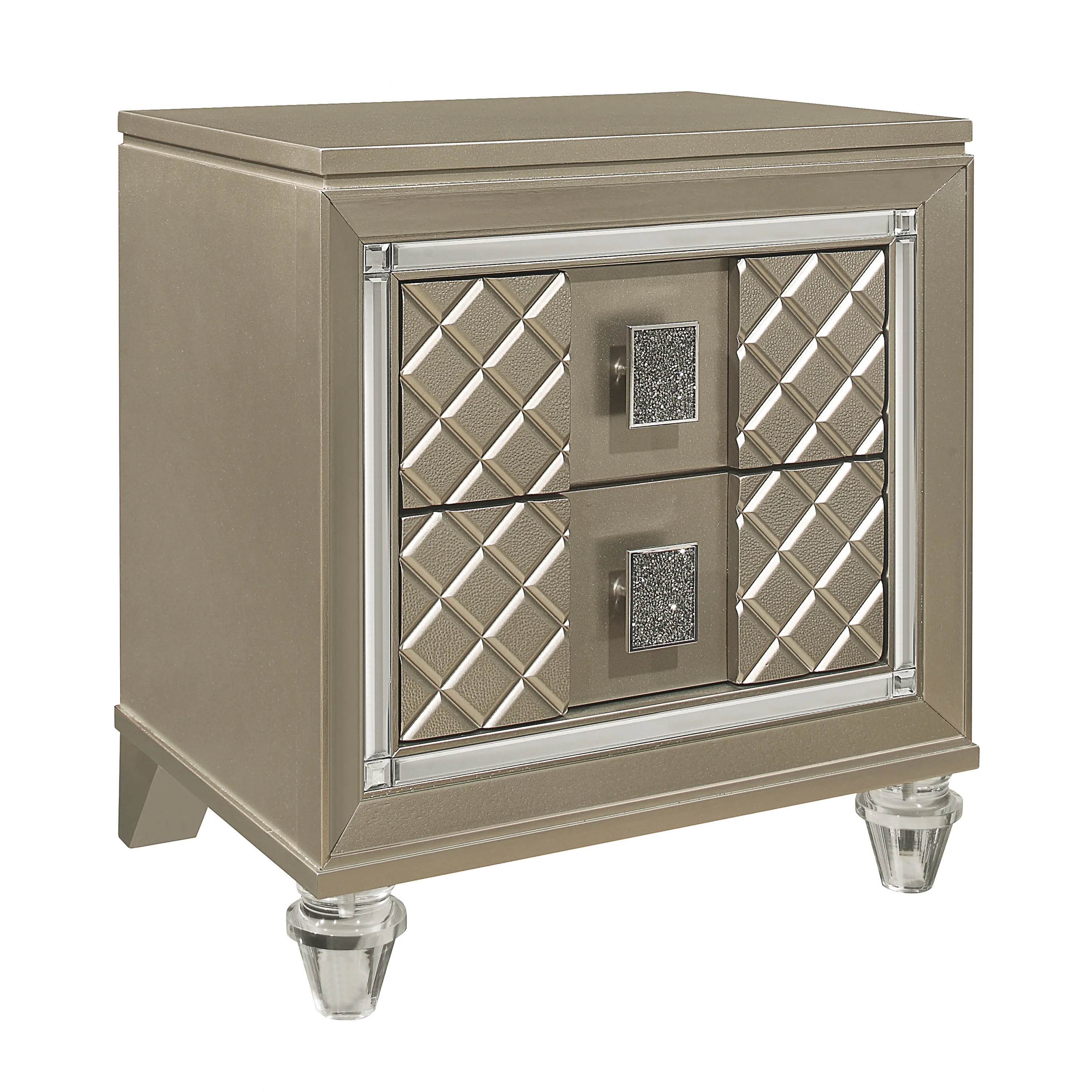 Peony Contemporary Champagne Gold Nightstand-3