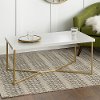 Mid Century Modern Coffee Table - White Faux Marble/Gold
