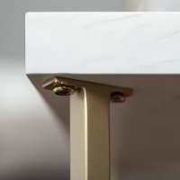 Mid Century Modern Coffee Table - White Faux Marble/Gold-2