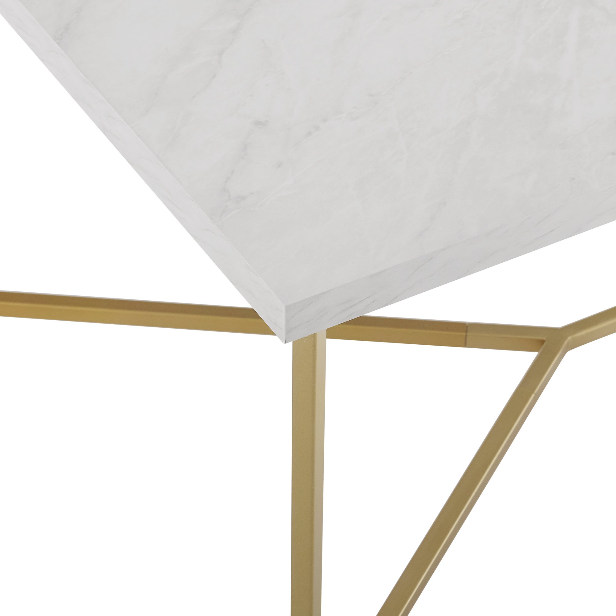 AF42LUXWMG Mid Century Modern Coffee Table - White Faux Marble/Gold-3
