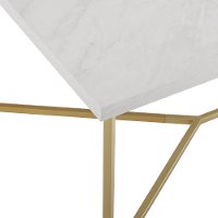 Mid Century Modern Coffee Table - White Faux Marble/Gold-3
