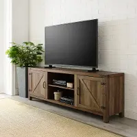 W70BDSDRO 70 Inch Modern Farmhouse TV Stand - Rustic Oak