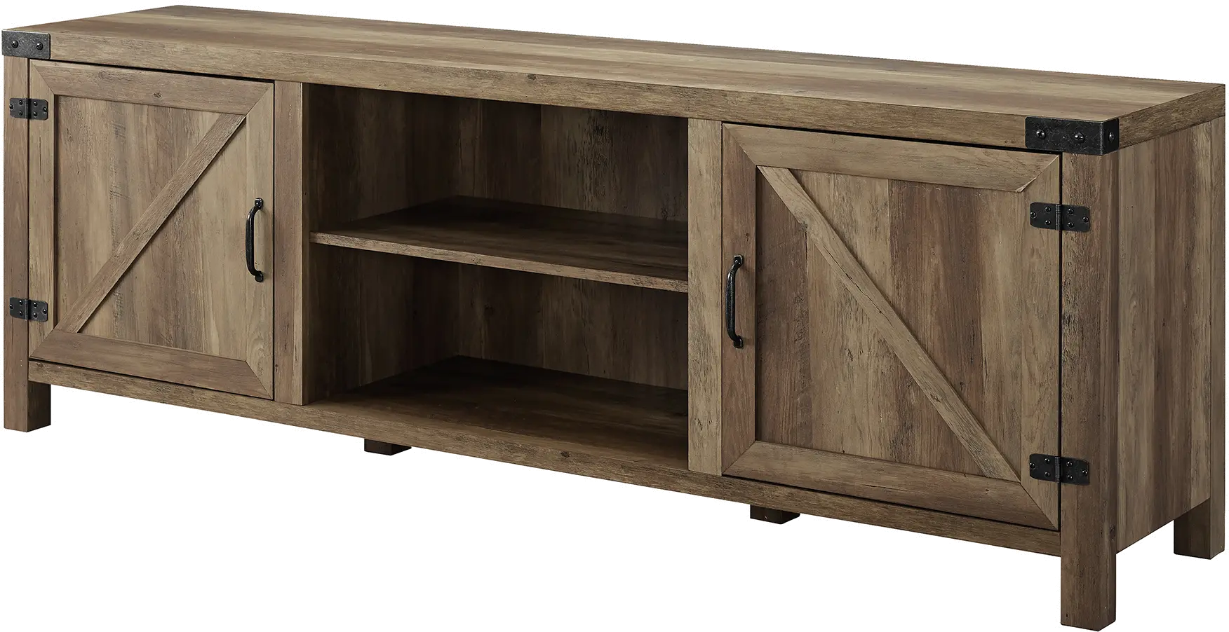 W70BDSDRO 70 Inch Modern Farmhouse TV Stand - Rustic Oak-2