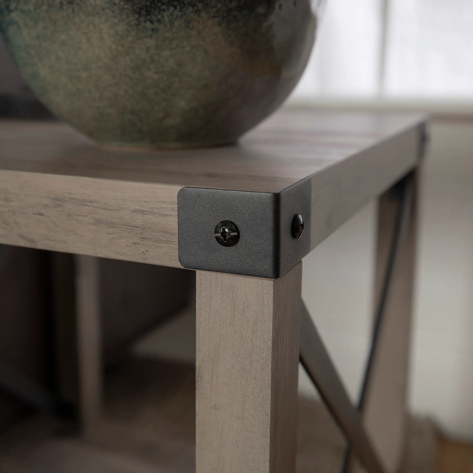 AF18MXSTGW Metal X Rustic Gray Wash Side Table-2