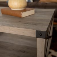Rustic Wood Coffee Table - Gray Wash/Black-2