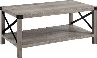 Rustic Wood Coffee Table - Gray Wash/Black-3