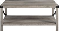 Rustic Wood Coffee Table - Gray Wash/Black-4