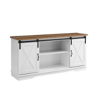 58 Inch Modern Farmhouse Wood TV Stand - White/Rustic Oak-4