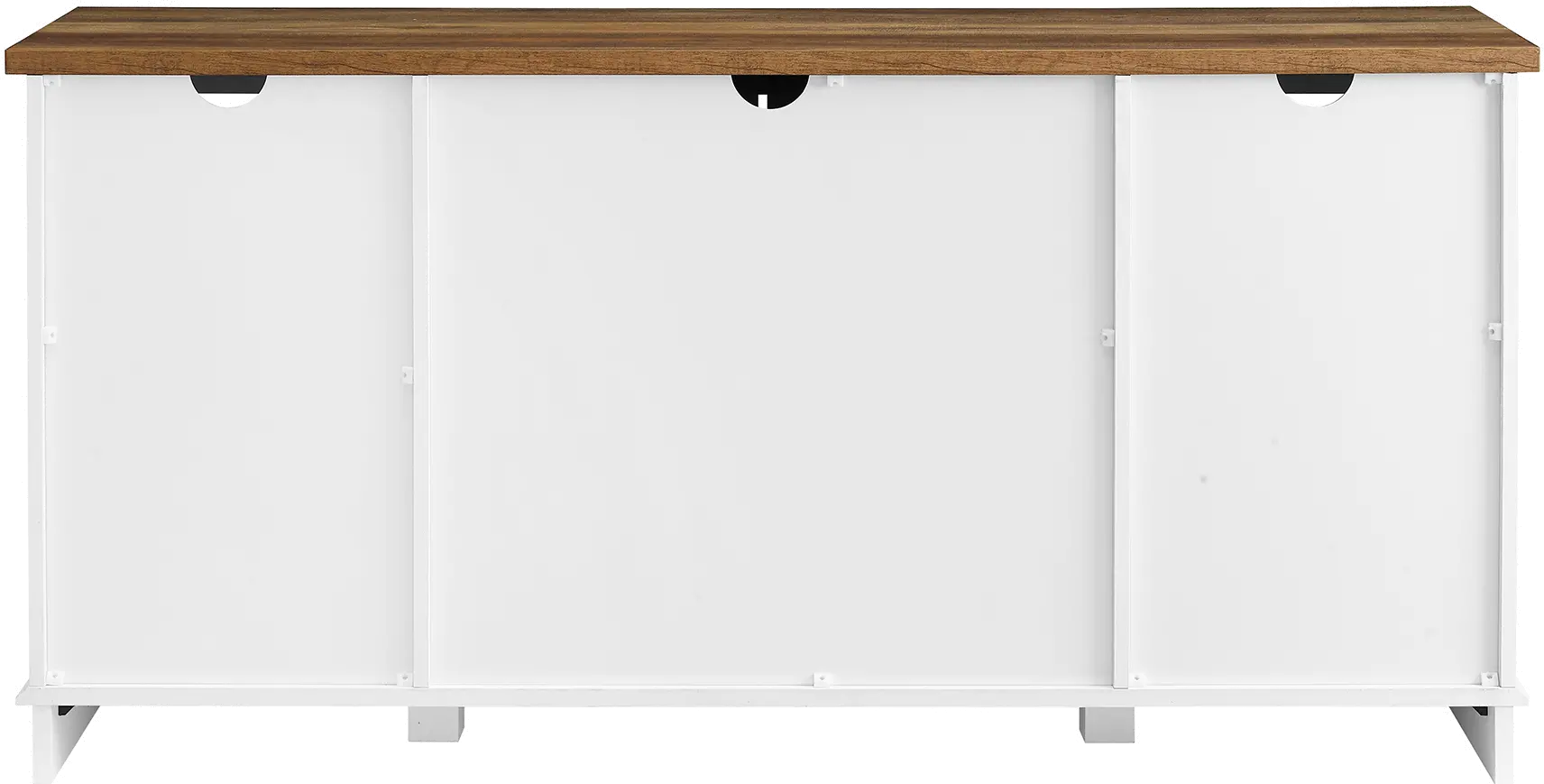 W58SBDSW 58 Inch Modern Farmhouse Wood TV Stand - White/Rustic Oak-5