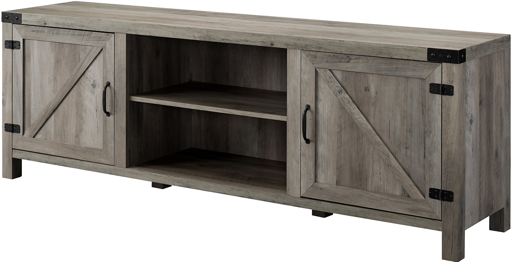 W70BDSDGW 70 Inch Modern Farmhouse TV Stand - Gray Wash-2