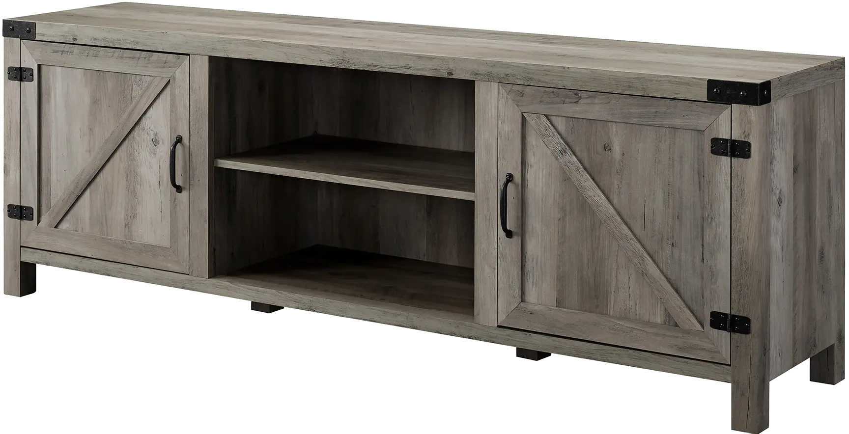 W70BDSDGW 70 Inch Modern Farmhouse TV Stand - Gray Wash-2