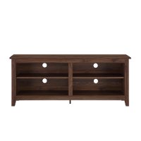 58 Inch Rustic Wood TV Stand - Dark Walnut-2
