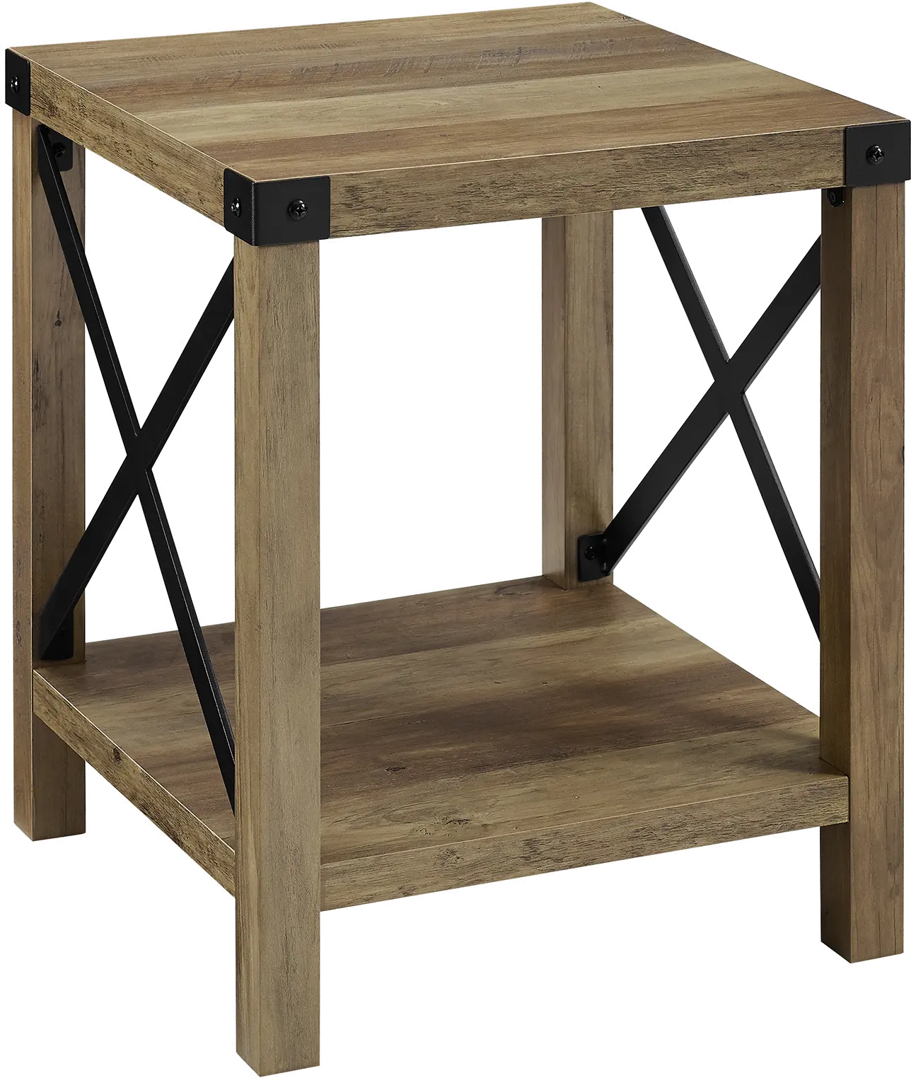 AF18MXSTRO Metal X Rustic Oak Wood Side Table-3