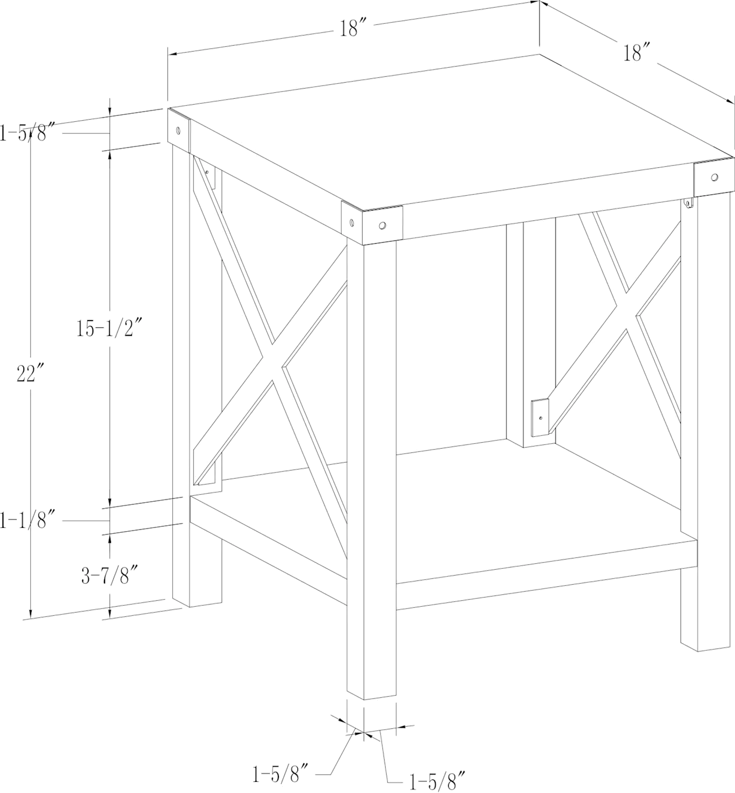 AF18MXSTRO Metal X Rustic Oak Wood Side Table-5