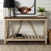 AF52AFTWWO 52 Inch Dark Walnut and White Oak Rustic Entryway Sofa Table