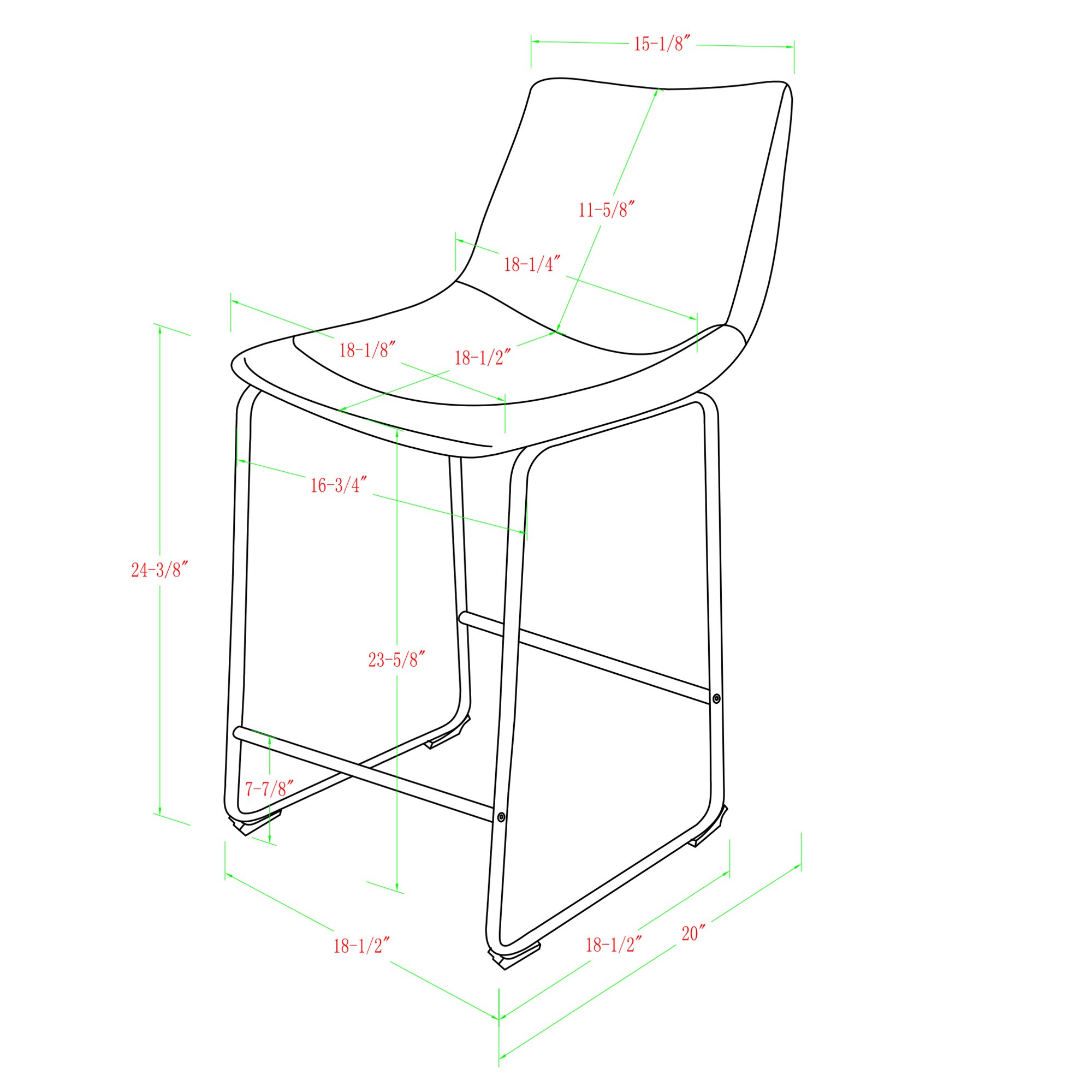 CHL26BL Set of 2 Industrial Black 26 Inch Counter Height Stools-5