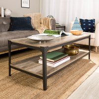 Rustic Wood Coffee Table - Gray Wash-2