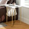 Modern Square Side Table - White Marble Top, Gold Legs