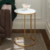Modern Round End Table - White Marble Top, Gold Base