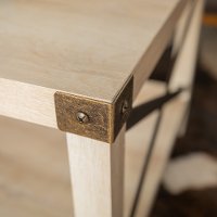 Rustic Wood Coffee Table - White Oak/Bronze-2