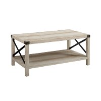 Rustic Wood Coffee Table - White Oak/Bronze-3