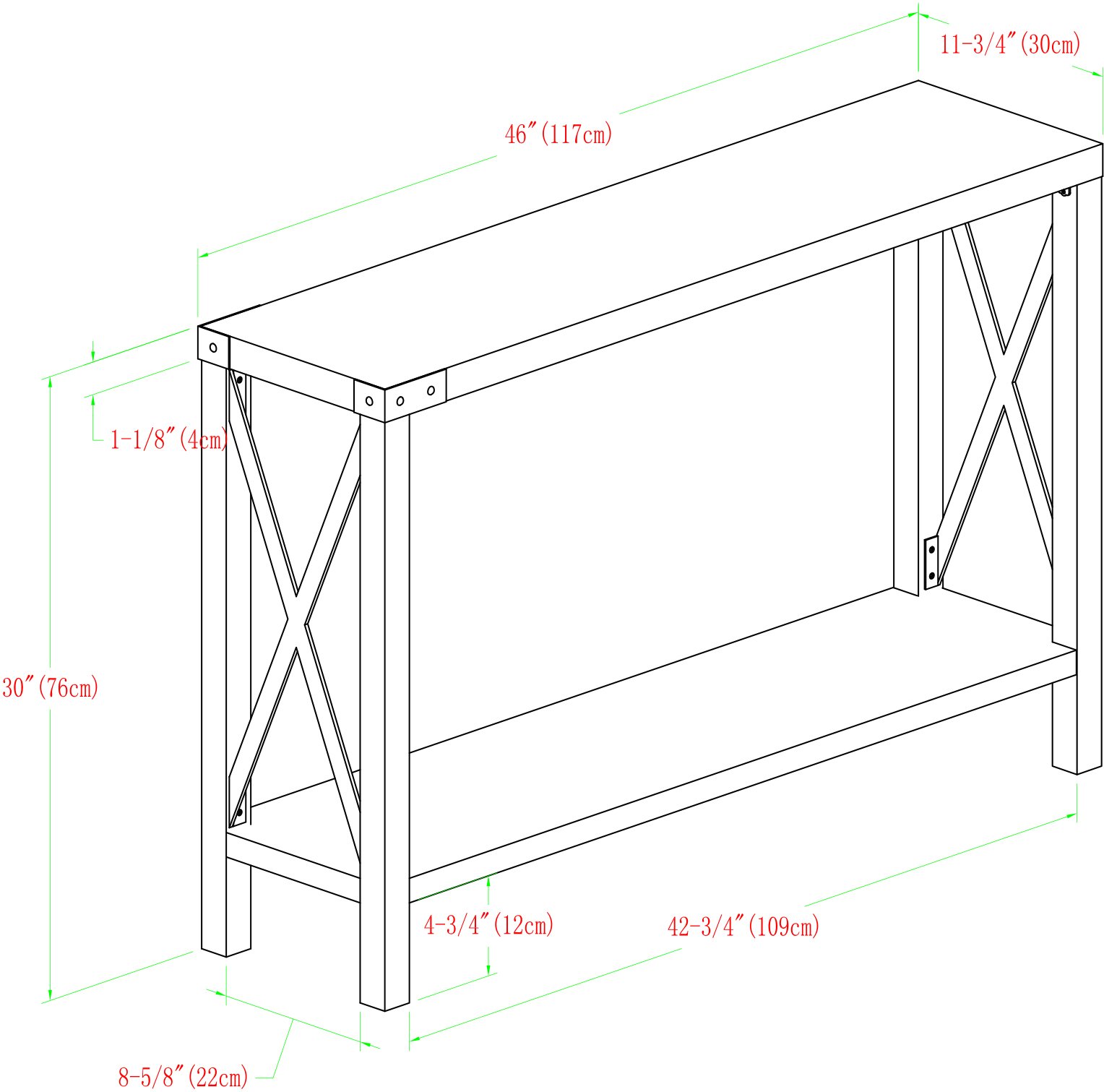 AF46MXETGW Rustic Farmhouse Entryway Table - Gray Wash-5