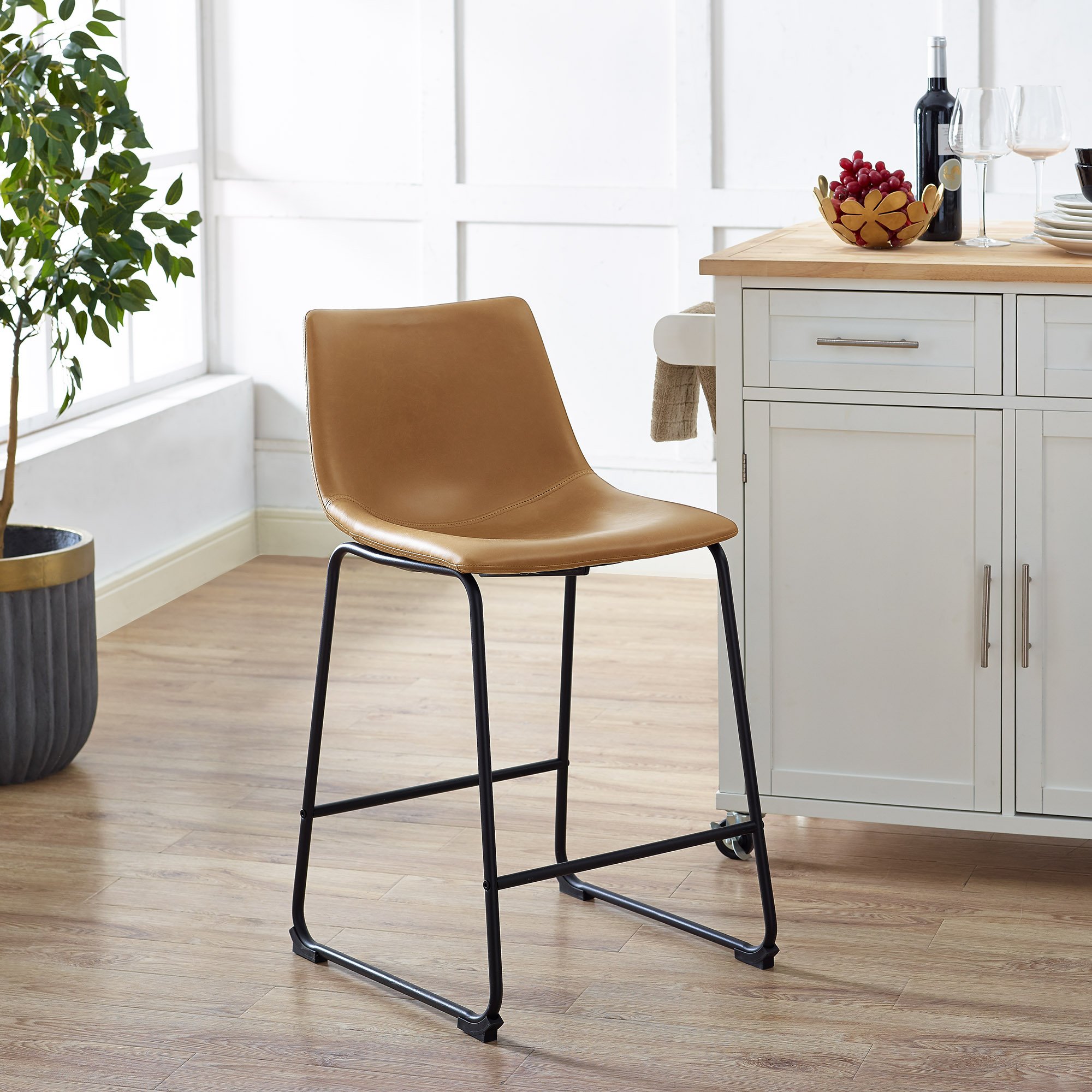 CHL26WB Set of 2 Industrial Brown 26 Inch Counter Height Stools-2