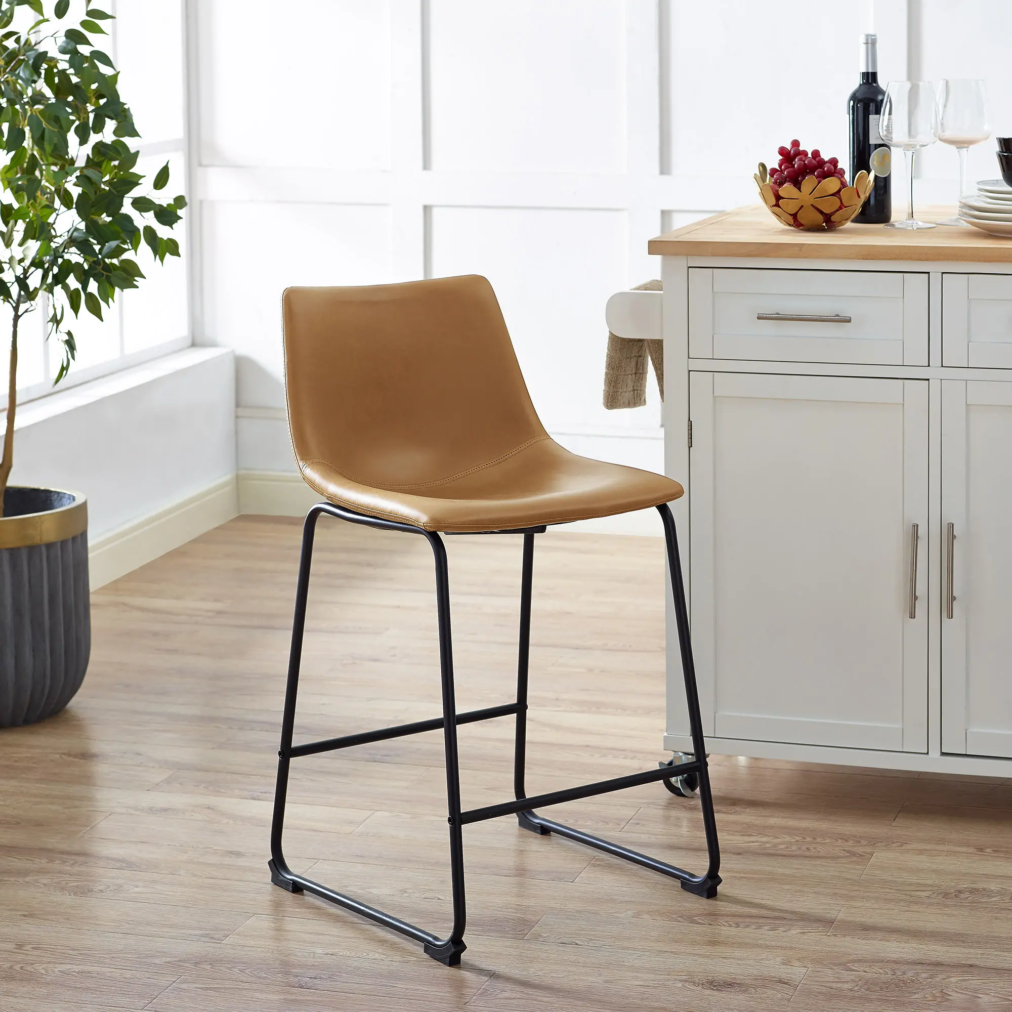 CHL26WB Set of 2 Industrial Brown 26 Inch Counter Height Stools-2