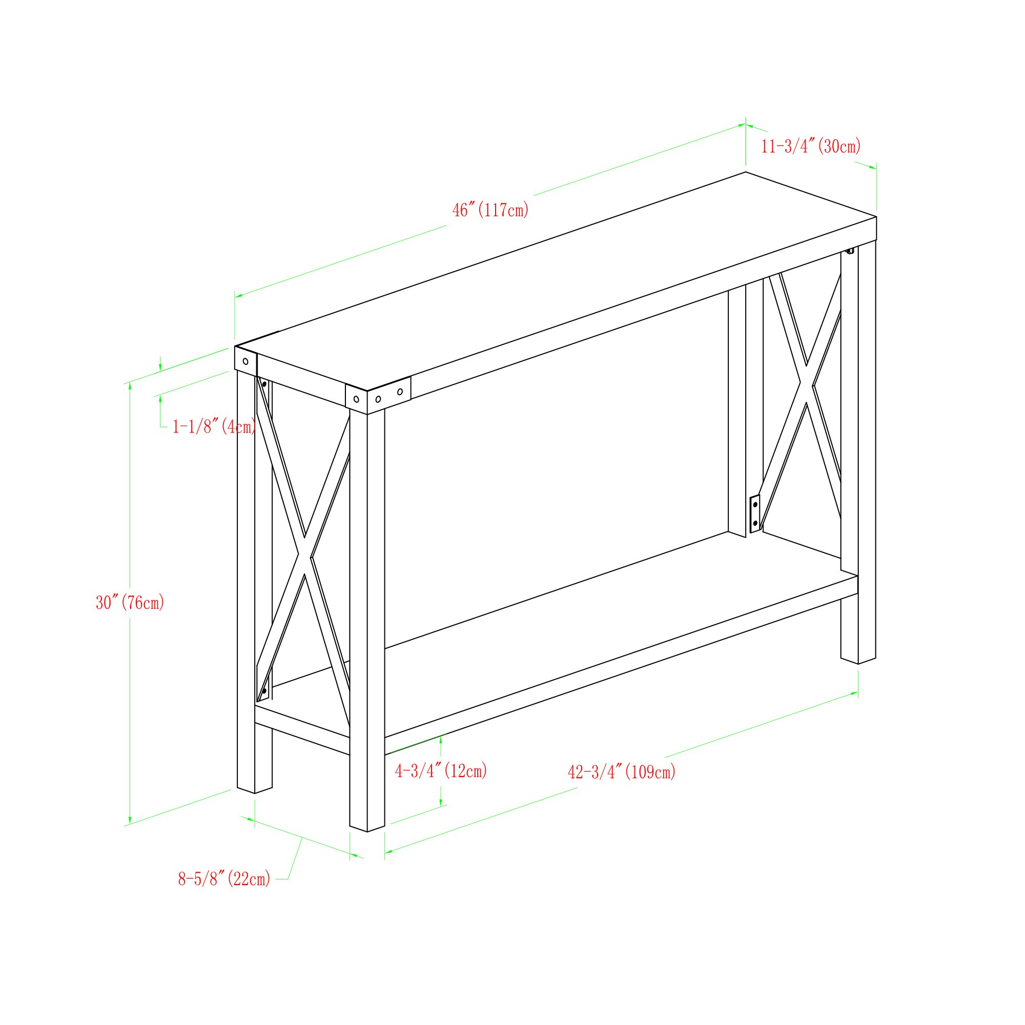AF46MXETRO Rustic Farmhouse Entryway Table - Rustic Oak-5