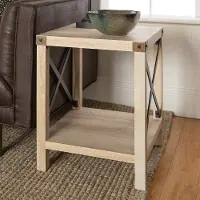 AF18MXSTWO Metal X Rustic White Oak Wood Side Table