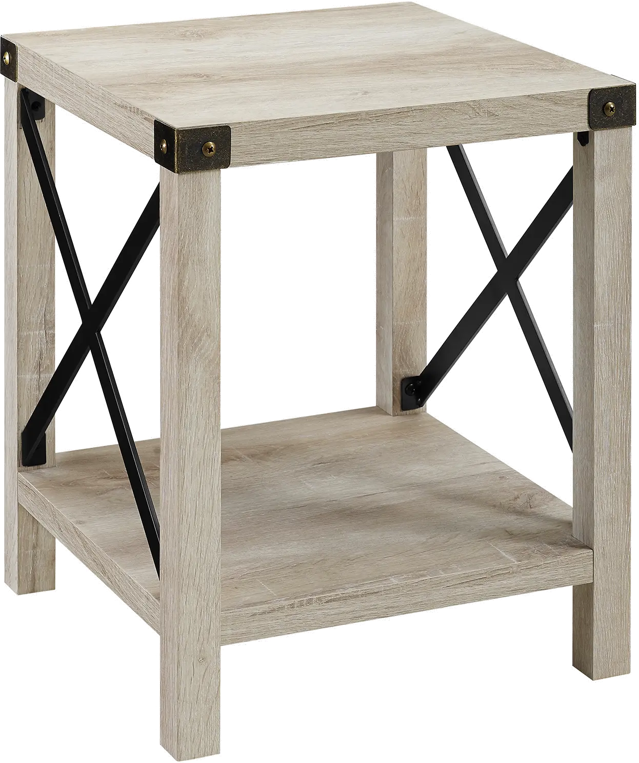 AF18MXSTWO Metal X Rustic White Oak Wood Side Table-2