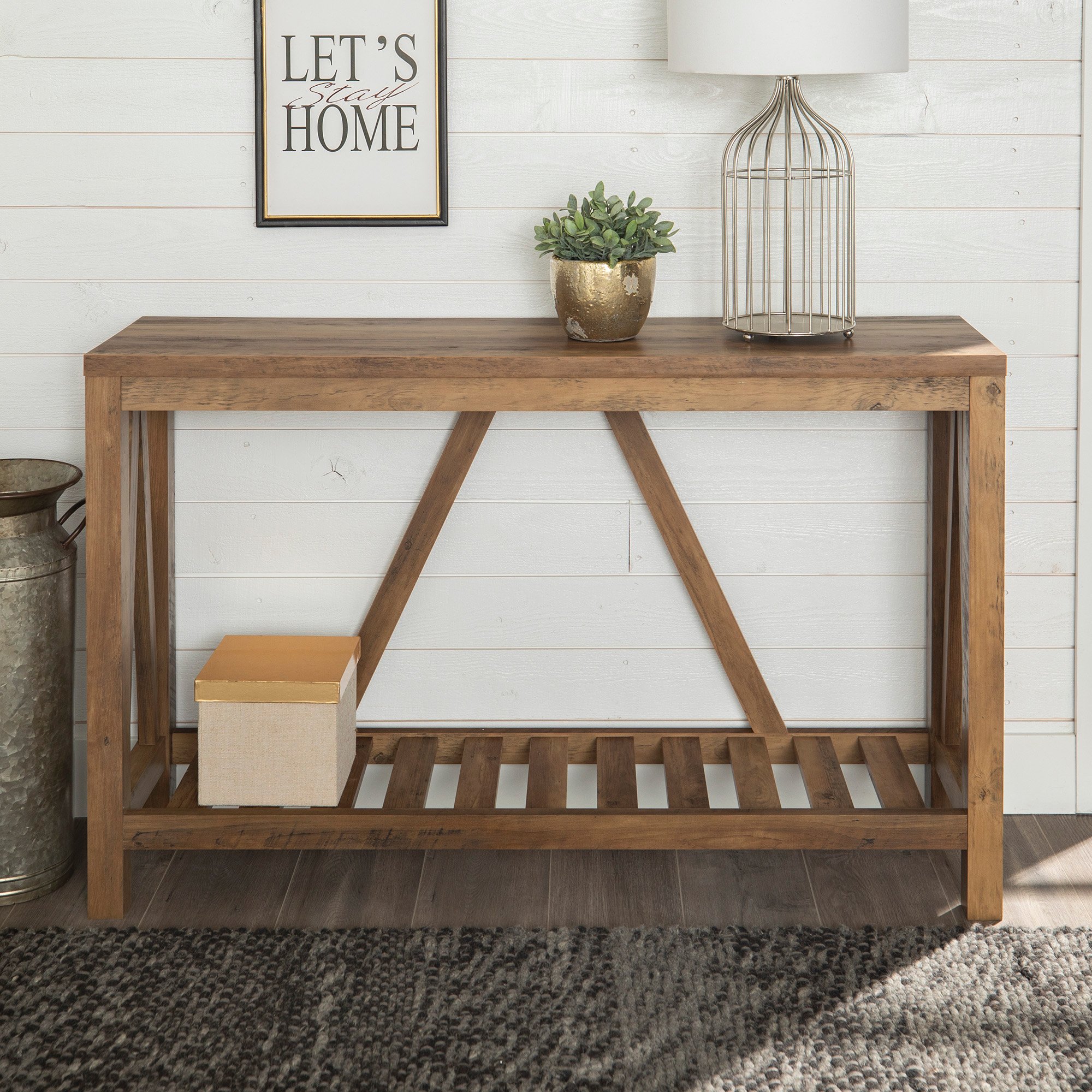 AF52AFTRO 52 Inch Rustic Oak Country Entryway Sofa Table-1