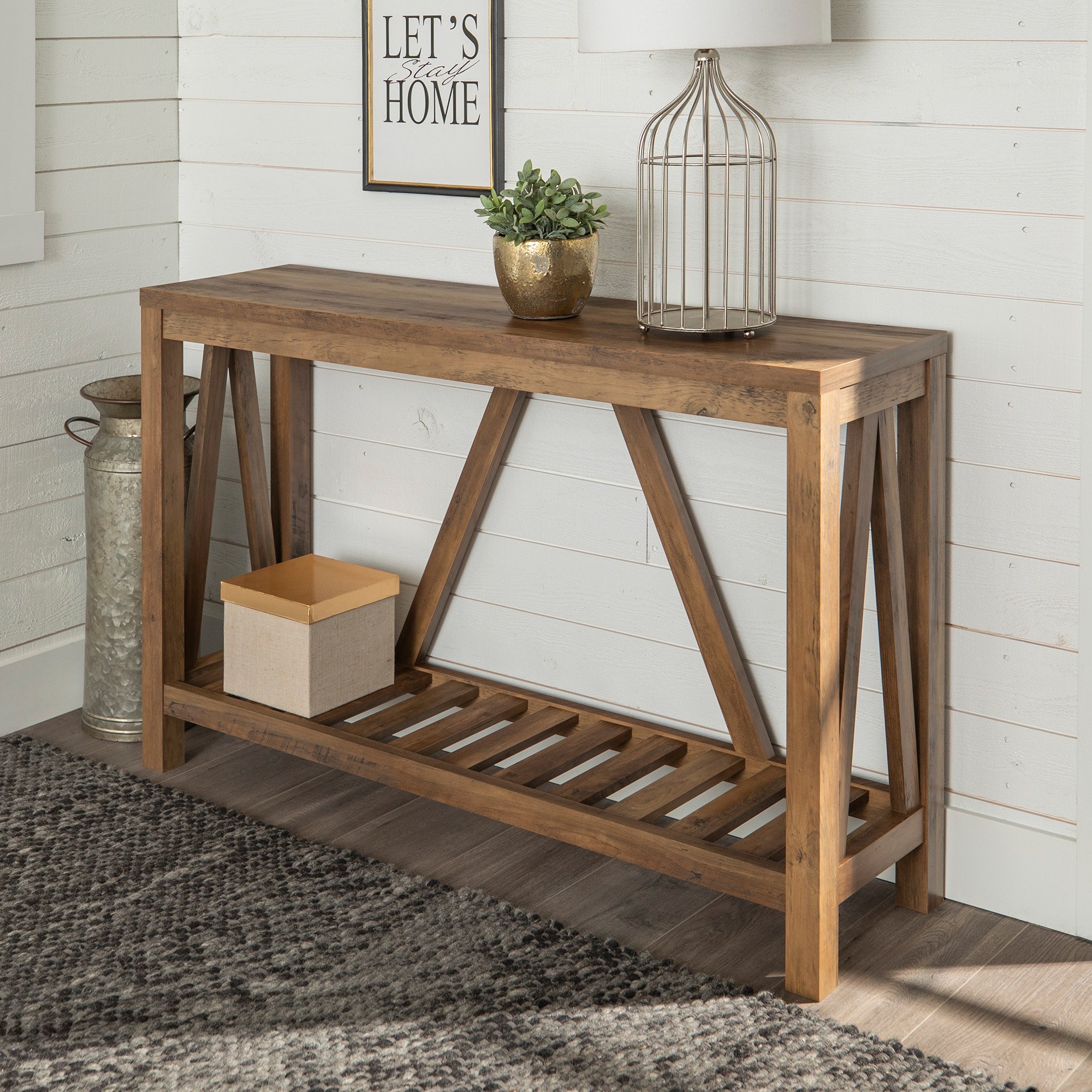 AF52AFTRO 52 Inch Rustic Oak Country Entryway Sofa Table-2