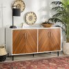 Mid Century Modern 58 Inch TV Stand - White and Woodgrain