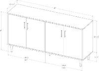 BU58HPBMWHT Mid Century Modern 58 Inch TV Stand - White and Woodgrain-5