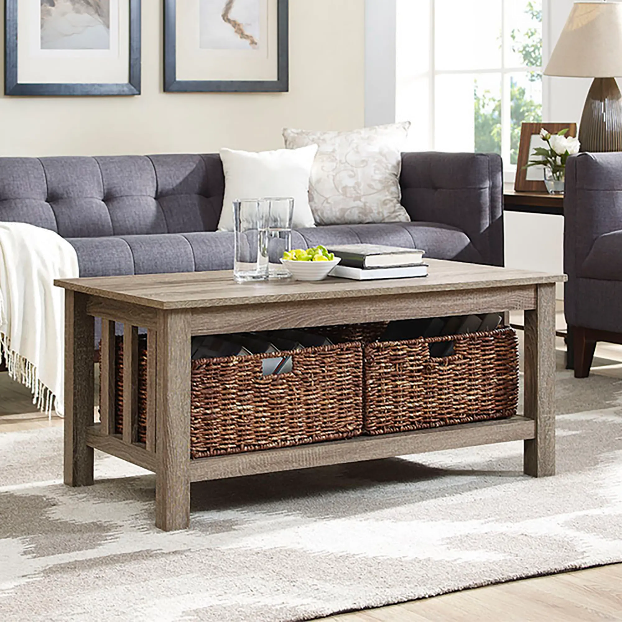 C40MSTAG Rustic Wood Coffee Table - Driftwood-1