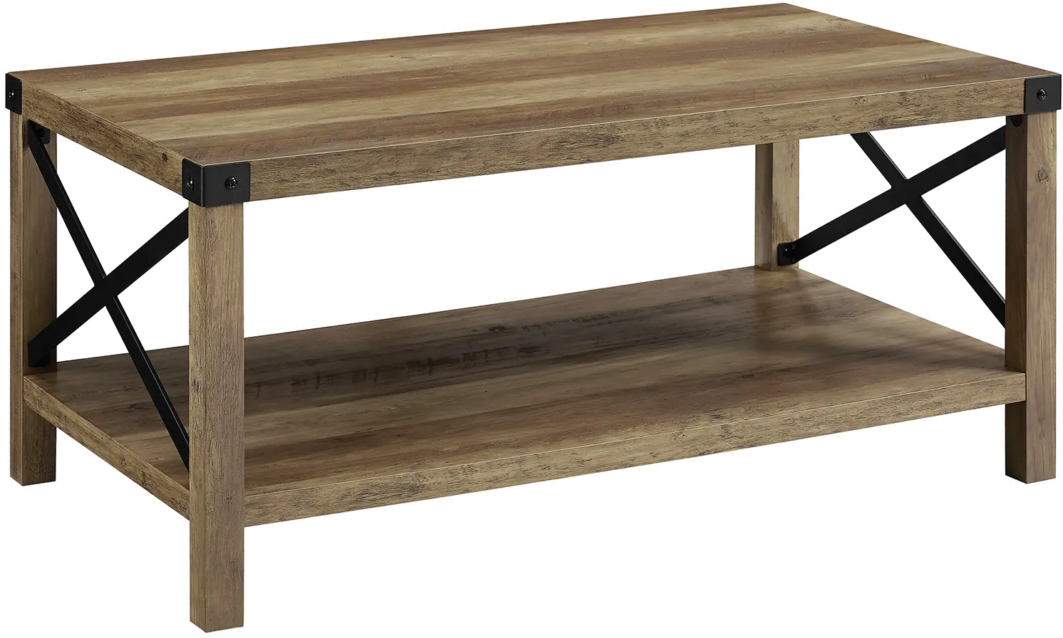 AF40MXCTRO Metal X Rustic Oak Wood Coffee Table-4