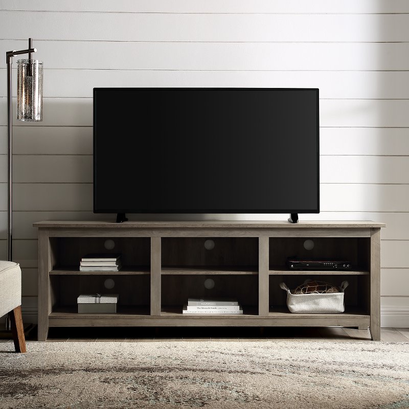70 Inch Rustic Wood TV Stand - Grey Wash | RC Willey ...
