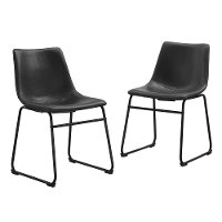 Industrial Black Faux Leather Dining Room Chair (Set of 2)-2