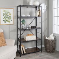 BS60RMWDW 63 Inch Rustic Industrial Walnut Bookcase