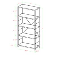 BS60RMWDW 63 Inch Rustic Industrial Walnut Bookcase-5