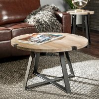 AF30MWCTGW Rustic Round Coffee Table - Grey Wash/Black