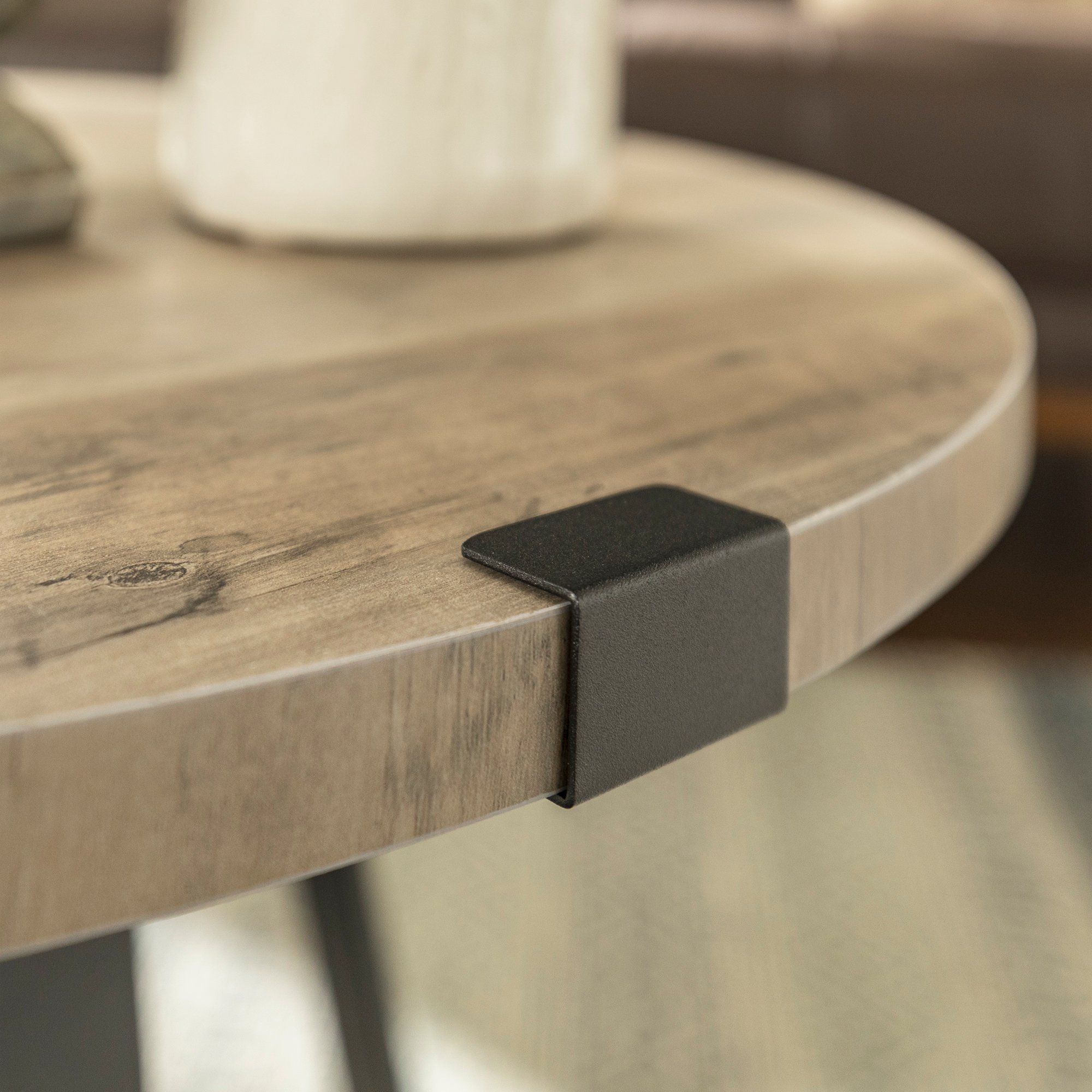 AF30MWCTGW Rustic Round Coffee Table - Grey Wash/Black-2
