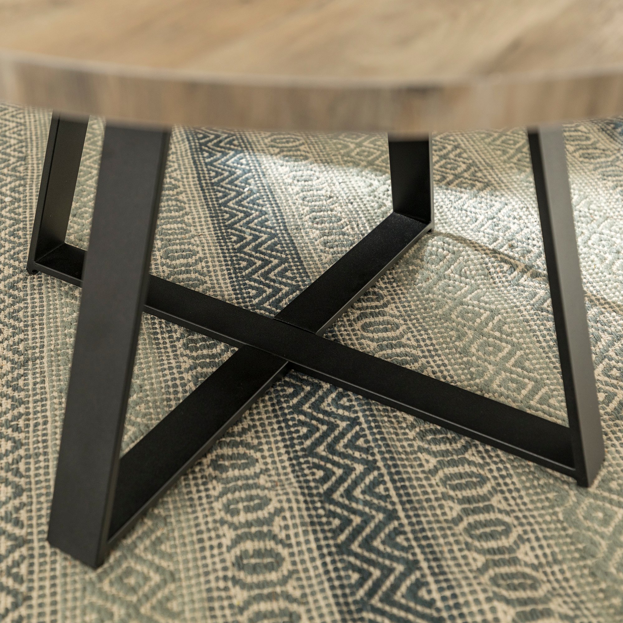 AF30MWCTGW Rustic Round Coffee Table - Grey Wash/Black-3